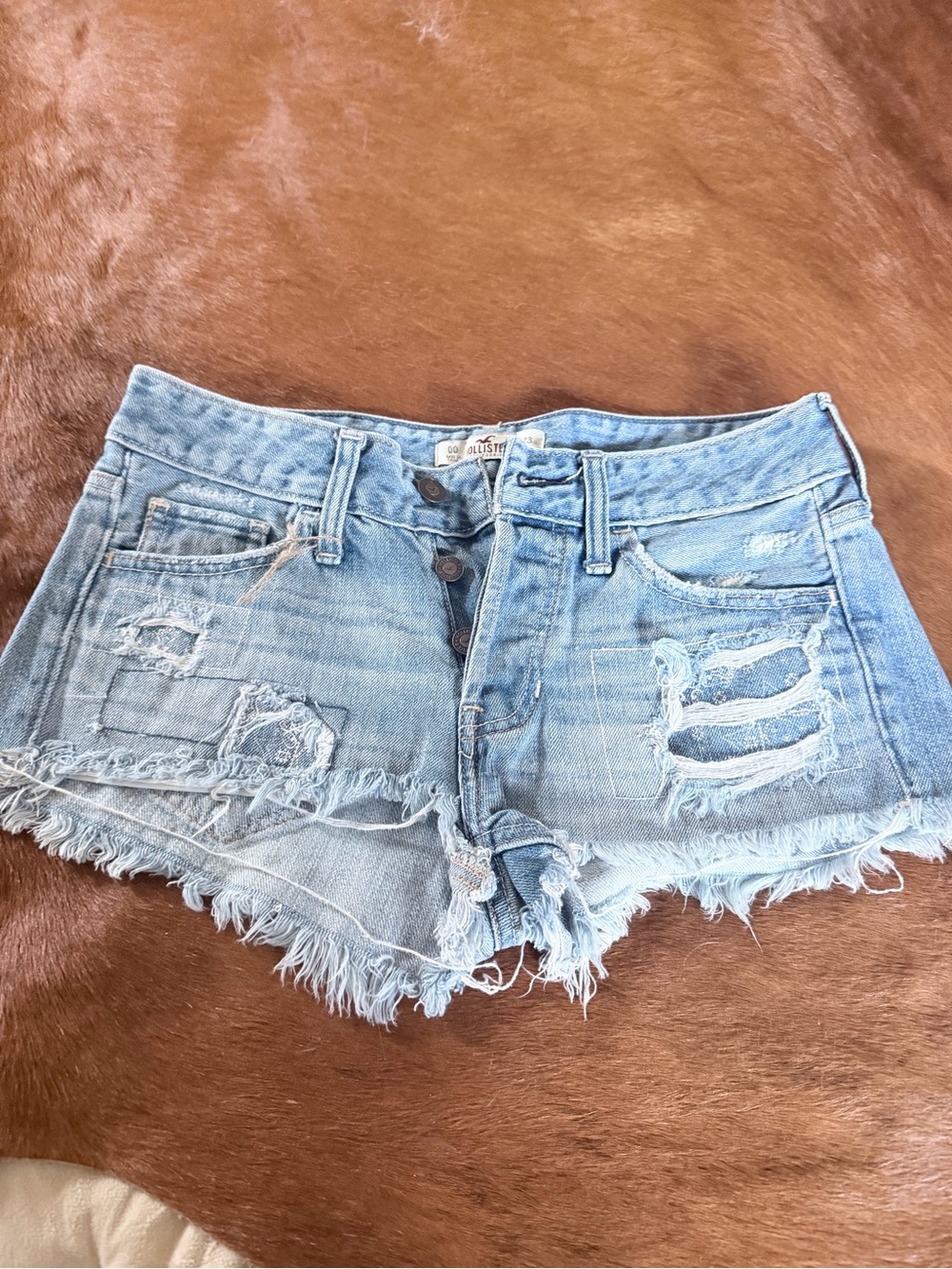 Hollister Light Blue Distressed Denim Cutoff Shorts